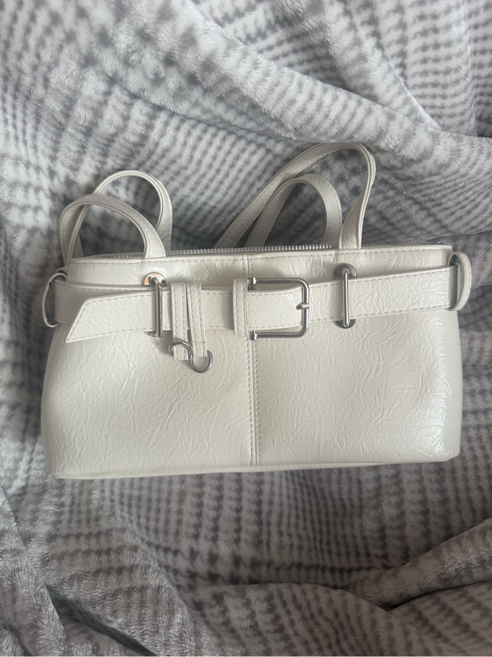 Viral TikTok Shop White Belted Shoulder Bag